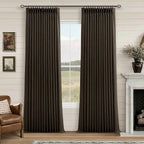 Dark Chocolate 100 Inch Linen Pleated Blackout Curtains by Twodrapes