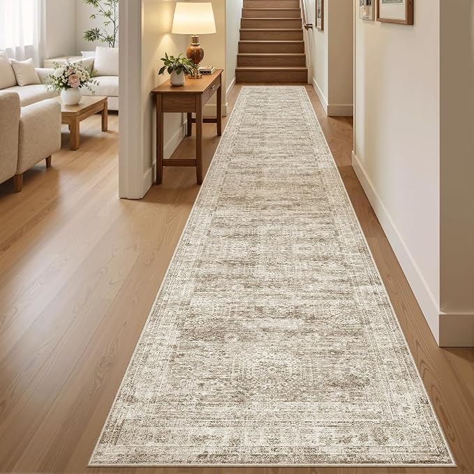 Soalmost Runner Rug 2x10 Washable Non-Slip Hallway Kitchen Runners Brown | by Soalmost