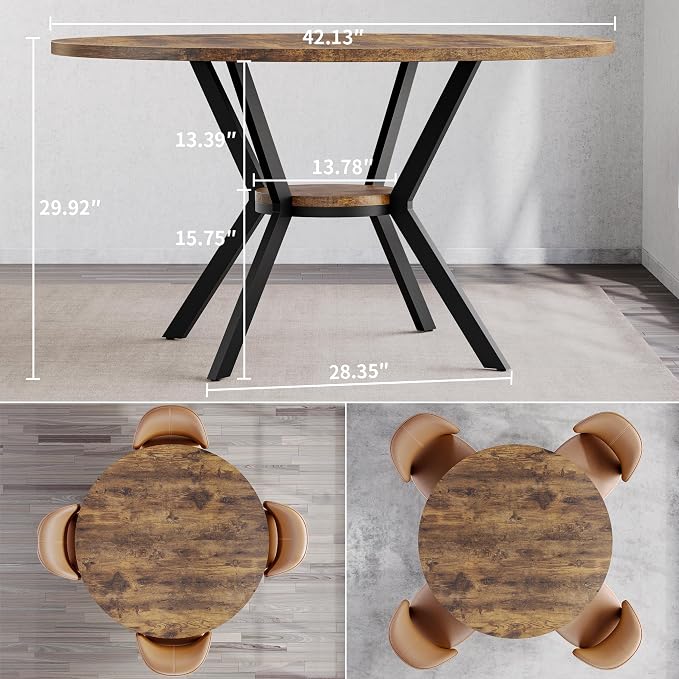MECHYIN Round Dining Table for 2-4, 42 Inch Wood Kitchen & Dining Room Tables - Image 2