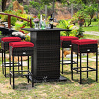 Tangkula 5 Piece Outdoor Rattan Bar Set, Patio Bar Furniture - Image 4