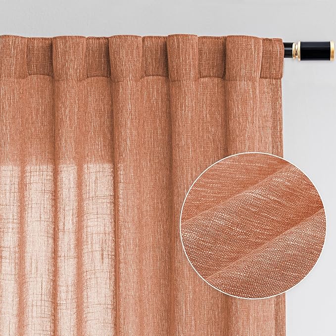 MYSKY HOME Orange Curtains for Bedroom, Short Curtains for Small Window by MYSKYHOME