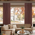 108 Inch Chestnut Brown Linen Pleated Light Filtering Curtains - Image 7