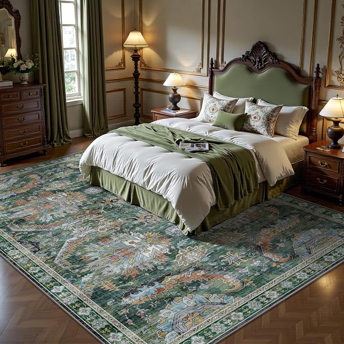 5x7 Area Rugs, Vintage Retro Soft Washable Rug, Non-Slip Low Pile Rugs - Image 3