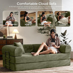 79" Convertible Sofa Bed with Fixed-Shape Frame & Removable Armrests, Modular - Image 8