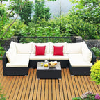 Tangkula 7-Piece Patio Furniture Set, Outdoor Sectional Sofa w/Pillows & by TANGKULA