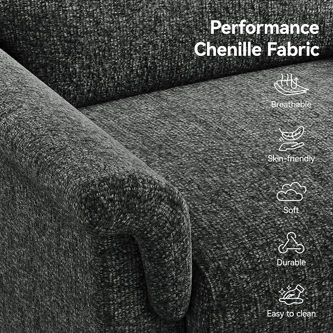 Mid Century Modern Accent Chair, Chenille Comfy Living Room Arm Chairs - Image 5