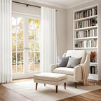 Beige White Curtains Linen for Living Room 90 Inches Long Back Tab and Rod - Image 6
