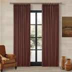 Chestnut Brown Pinch Pleated Blackout Linen 86 Inch Curtains - Image 9
