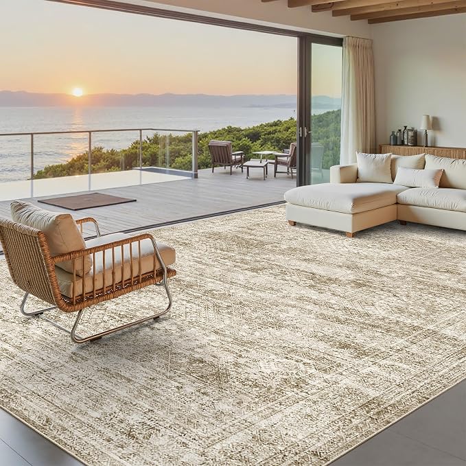 Soalmost Washable Area Rug 8x10 Large Soft Brown Rugs - Image 2