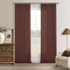 Pinch Pleated Curtains 90 Inch Long Thick Linen Rust Brown Semi Sheer Curtain by Twodrapes