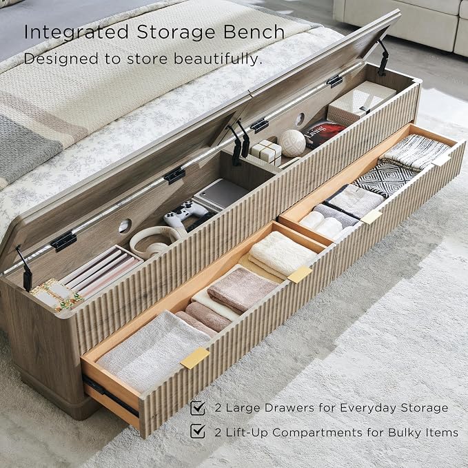 T4TREAM Fluted King Size Bed Frame - Image 4