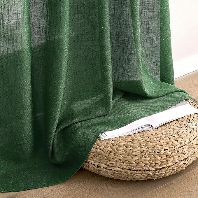 MIULEE Emerald Green Linen Curtains 52x90 Inch Long - Image 7