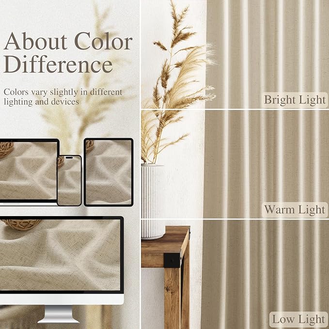 Eggshell Beige Curtains 102 Inches Long - Image 3