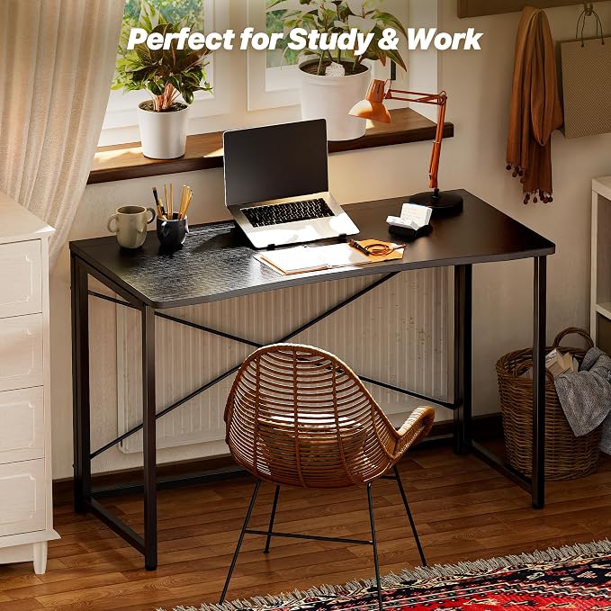 Huuger Folding Desk for Small Spaces, 39.3 Inch Foldable Computer Table - Image 8