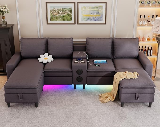 Sectional Couches for Living Room, 4 Seat Sectional Sofa by HYZQ
