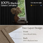 Latte 80 Inch Pinch Pleated Linen Blackout Curtains - Image 4