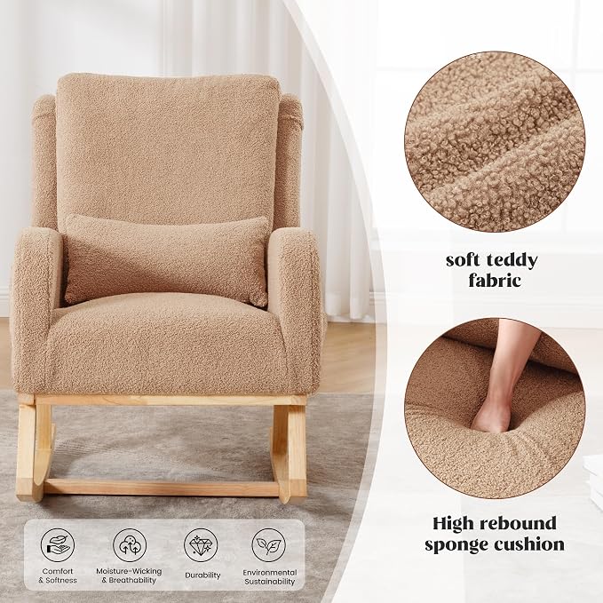 HCHAIRH Rocking Chair Nursery, Boucle Nursing Rocking Chairs, Upholstered - Image 5