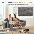 63" Small Loveseat Sofa for Small Spaces, Mid Century Modern Sofa, Linen - Image 4