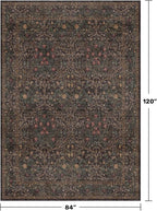 Vintage Dark Brown Living Room Rug, 7x10 Washable Area Rugs - Image 2