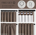 Topfinel Dark Brown 90 Inch Blackout Linen Curtains - Image 5