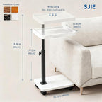 C Table End Table Adjustable Height, 360°Swivel TV Tray Table - Image 2