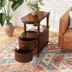 Narrow End Table Set of 2 with 2 Storage Drawers, Vintage Sofa Beside Table - Image 9