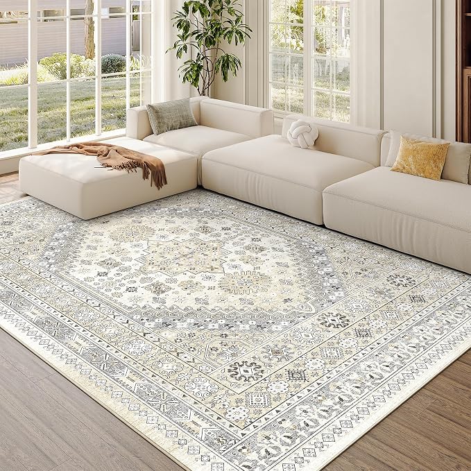 5x8 Area Rugs for Living Room, Large Washable Rug, Dining Room, Low Pile by Zesthome