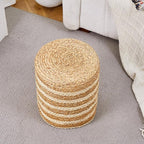 Wimarsbon Ottoman Natural Seagrass Foot Rest Stool Hand Weave Round Foot Stool - Image 5