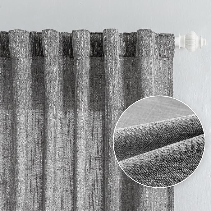 MYSKY HOME Living Room Curtains 2 Panels Boho Semi Sheers Long Drapes Light - Image 9