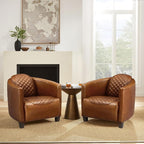 Art Leon Genuine Leather Chair, Mid Century Industrial Accent Arm Chair by ArtLeon