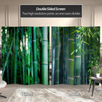 Red Lantern 6 ft. Tall Double Sided Bamboo Tree Canvas Room Divider 4 Panel 4 - Image 2