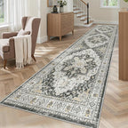 Madane Hallway Runner Rug 2'6''x10' Black, Washable Vintage Kitchen Runners | by Madane