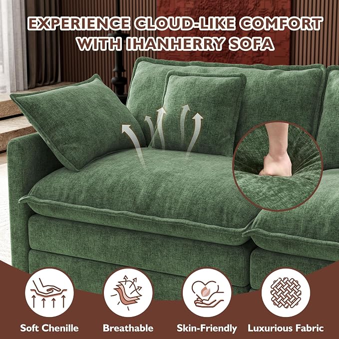 Ihanherry 114" V-Shaped Modern Sofa Modular Sectional Cloud Couch - Image 5
