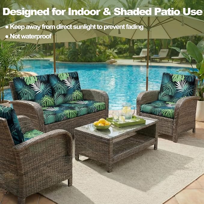 CALBODE 8 Pcs Stretch Outdoor Seat Cushion Covers, Indoor/Outdoor Couch Cover - Image 5