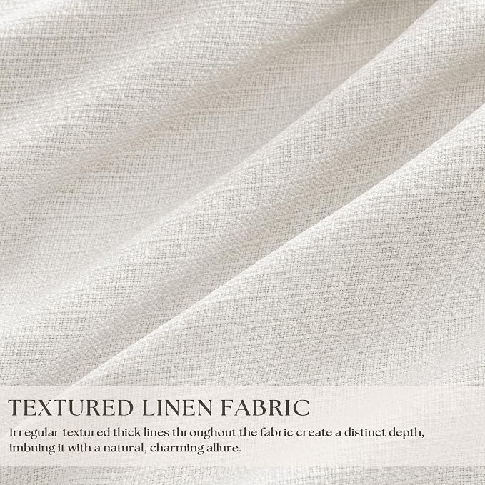 Ivory Cream Pleated 100% Blackout Linen Curtains 86 Inches Long | Memory Trained - Image 2