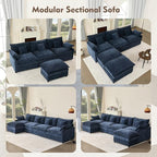 GOSUHI 142.5" U Shaped Couch, Modular Sectional Sofa, 3-Seater Comfy Cloud Couch - Image 8