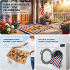 2 Pcs Patriotic Door Mat Set for 4th of July Front Porch Decor, Layered - Image 6