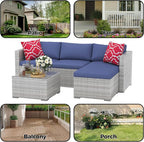 5-Piece L-Shaped Outdoor Patio Furniture Set, PE Wicker Sectional Sofa Set - Image 6
