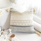 Gray Boho Throw Pillow Cover 22x22, Square Woven Textured Pillowcase, Modern - Image 6