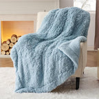 Bedsure GentleSoft Fluffy Light Sky Blue Throw Blanket, Dusty Baby Blue Decor - Image 7