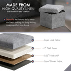 Ornavo Home Small Storage Ottoman Foldable Collapsible Cube Square Linen - Image 4