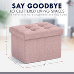 Ornavo Home Small Storage Ottoman Foldable Collapsible Rectangle Linen Ottoman - Image 2