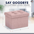 Ornavo Home Small Storage Ottoman, Foldable Collapsible Rectangle Linen Ottoman - Image 2