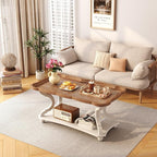 Function Home Farmhouse Coffee Table, 2-Tier Center Table - Image 5