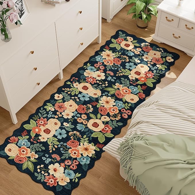 DUKINO 2.6x8 Runner Rug, Floral Washable Kitchens Rugs Non Slip, Stain Resistant - Image 3