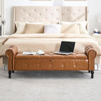 Storage Bench for Bedroom, Faux Leather 67" End of Bed Bench, King Size Bench - Image 4