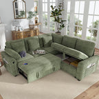 Hanherry Sectional Couch with Pull Out Sofa Bed, Corduroy Sleeper Sofa with 2 by Hanherry