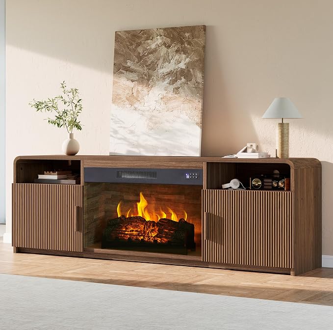 AMERLIFE 70" Fluted Fireplace TV Stand by AMERLIFE