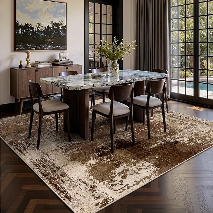 6x6 Area Rugs - Modern Abstract Washable Rug, Ultra Soft Non Slip Low Pile - Image 4