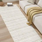 cotiled Hallway 2.6x8 Runner Rugs Washable Boho Rug Brown/Cream | Stain - Image 6